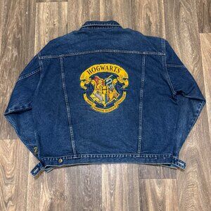 VTG Harry Potter Hogwarts Denim Jacket Men’s XXL Medium Wash Trucker Y2K